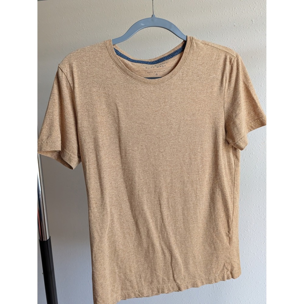 Banana Republic Soft Wash Mens Small Heathered Tan Short Sleeve Crewneck T-Shirt - Picture 2 of 3